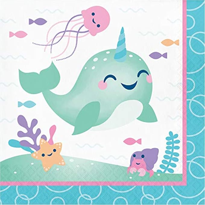 CREATIVE PARTY PC345905 NARWHAL AND FRIENDS LUNCH NAPKINS-16 PCS - Image 1